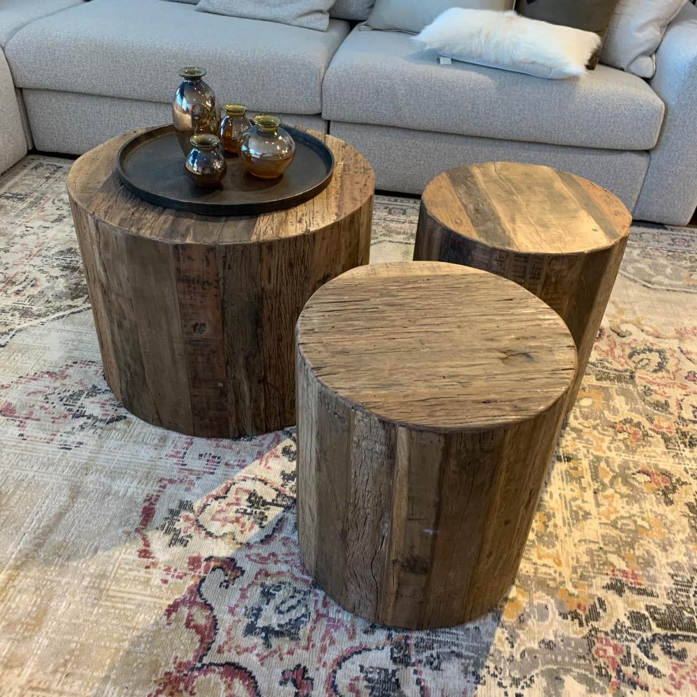 Ronden salontafel oud hout 60 cm