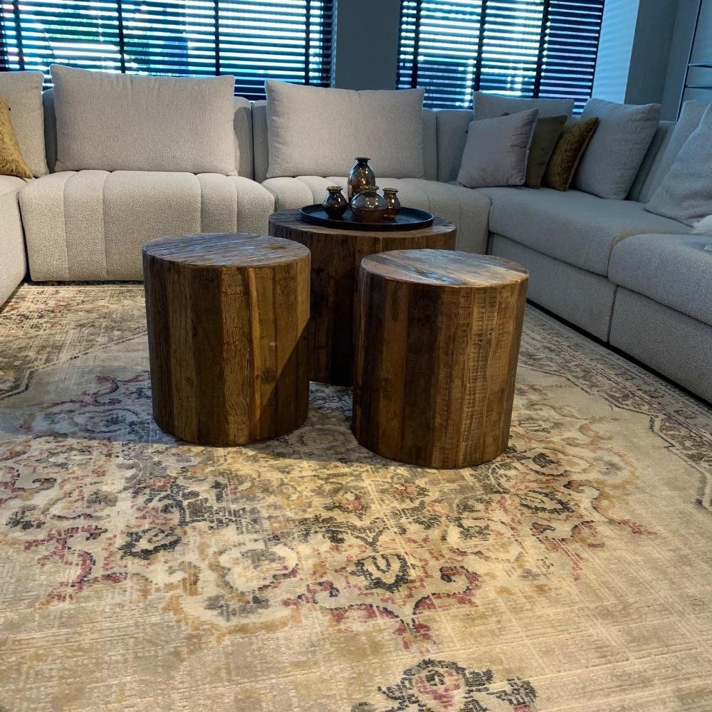 Set ronde salontafels op wielen