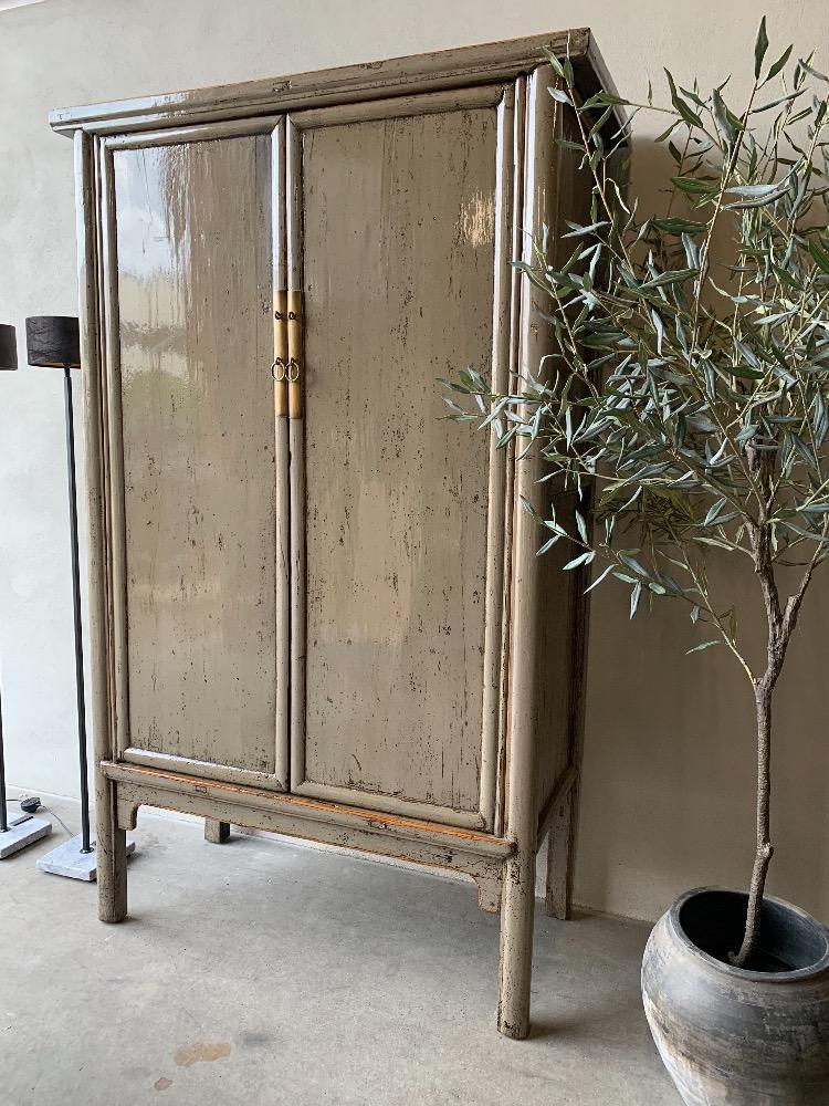 Unieke 2 deurs hoogglans kast oud olijf groen  