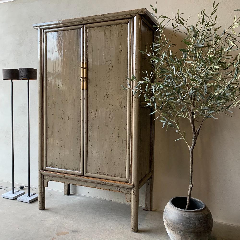 Unieke 2 deurs hoogglans kast oud olijf groen  