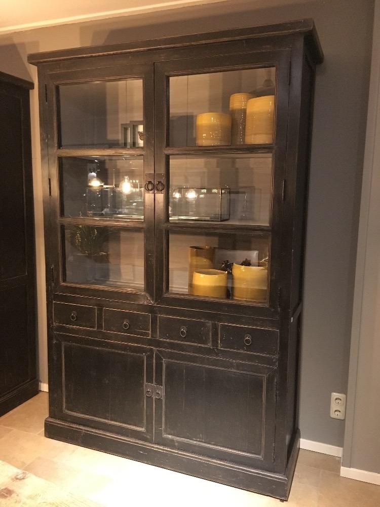 Vitrinekast  Marseille oud zwart