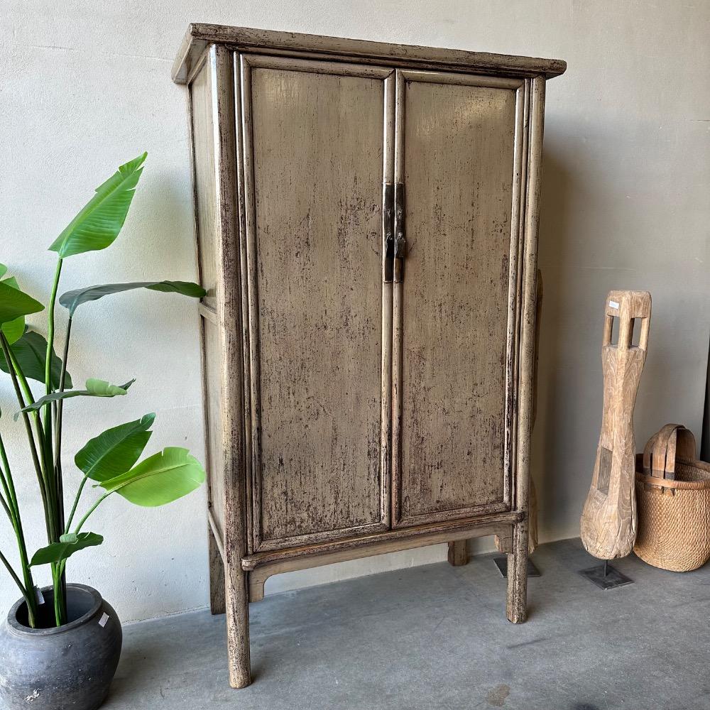 Authentieke hoogglans 2 deurskast oud Jade olijf groen