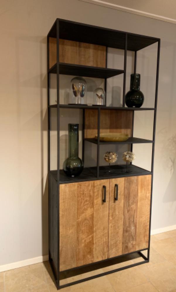 Boekenkast teak 2 deurs 