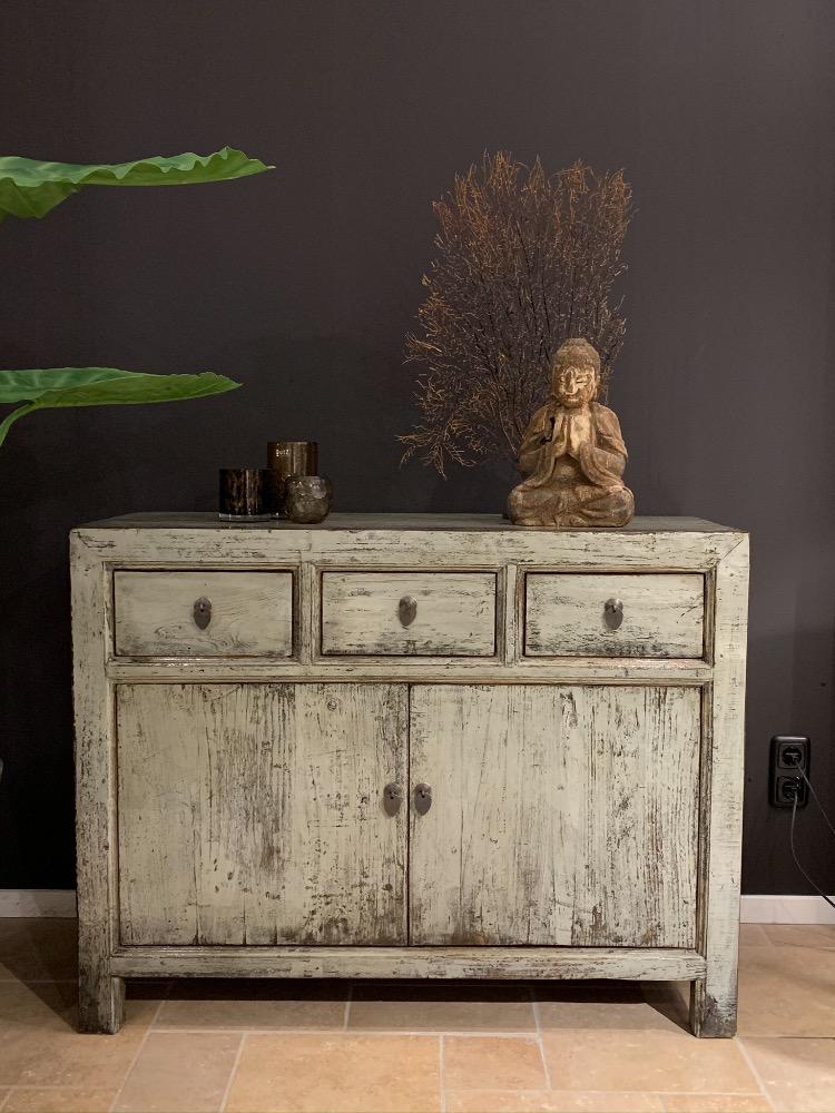 Dressoir hooglans smal groen