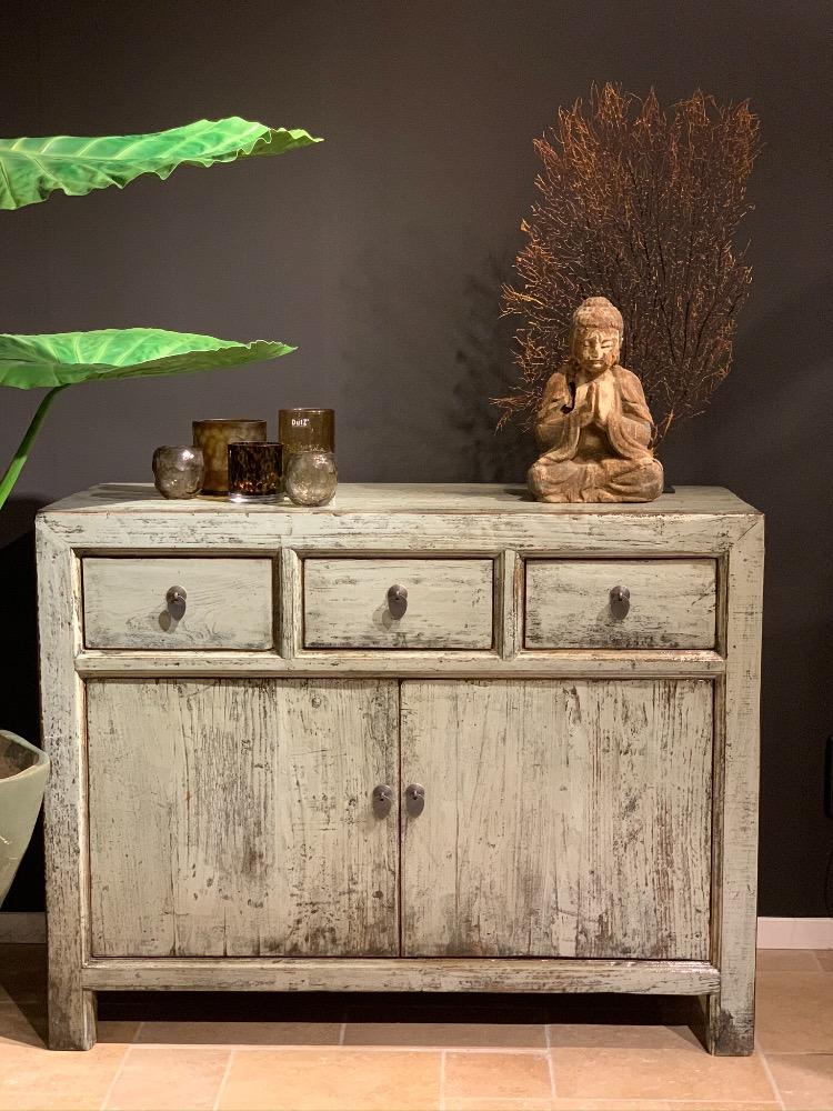 Dressoir hooglans smal groen