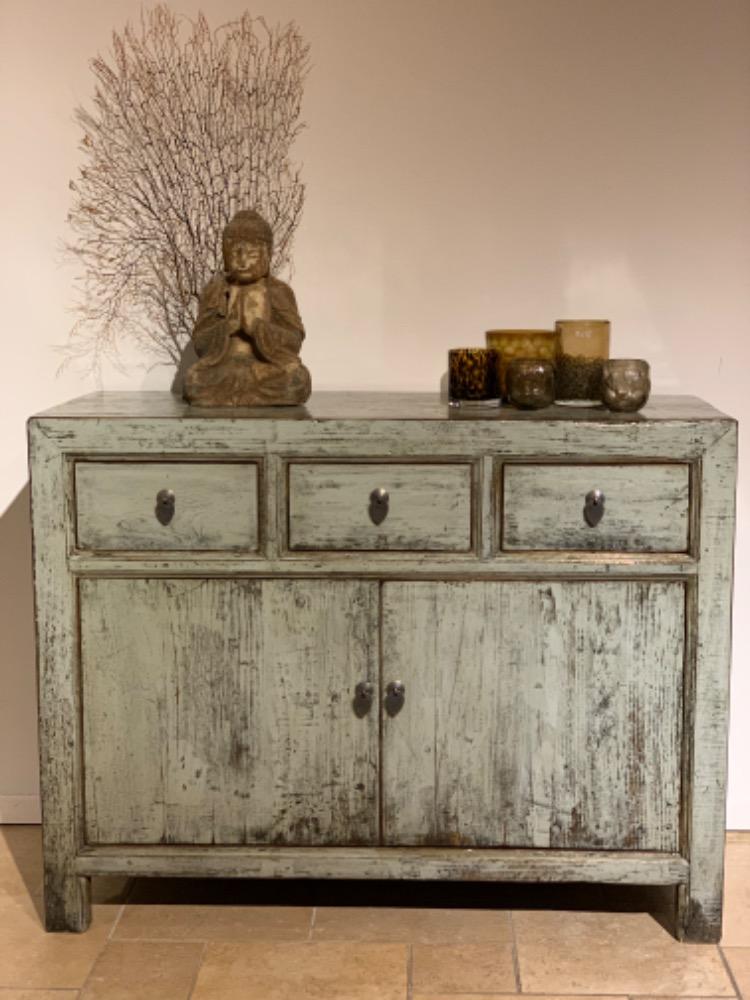 Dressoir hooglans smal groen