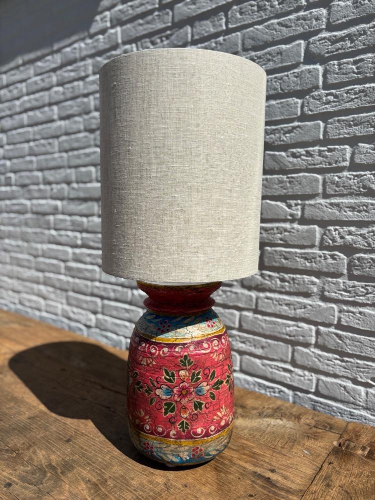 Gave beschilderde melkpot Tafellamp incl kap