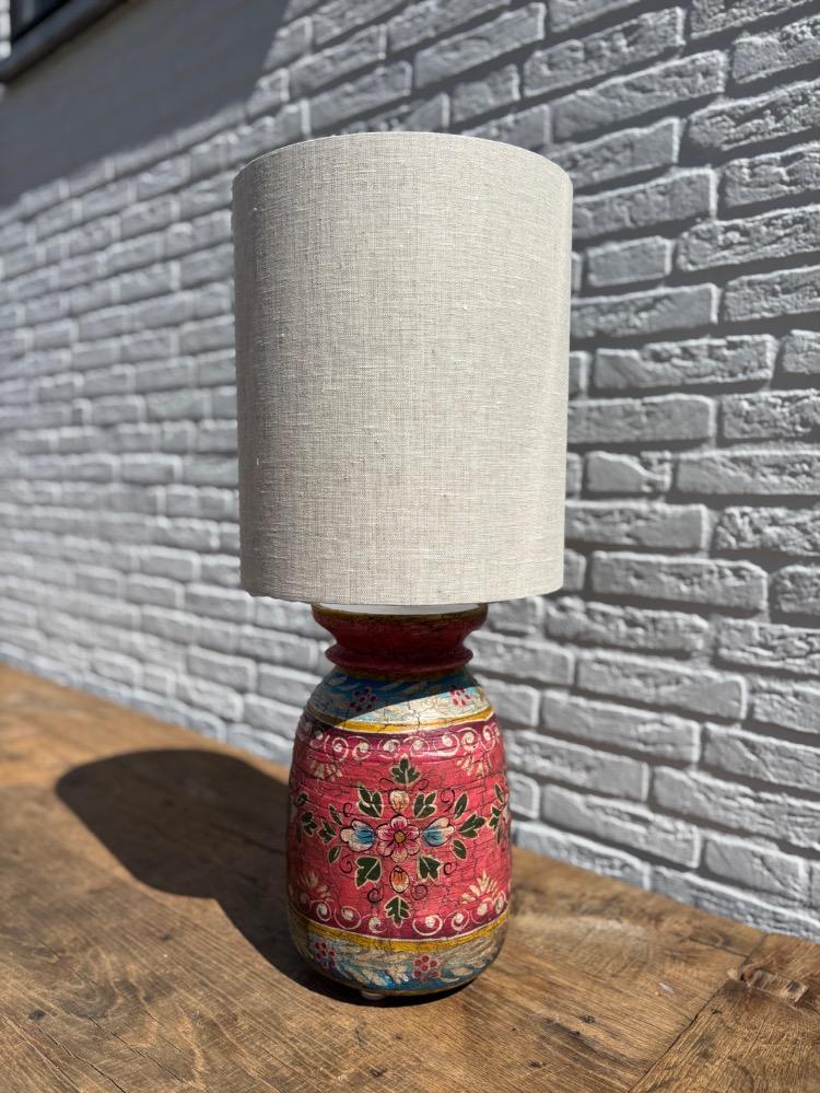 Gave beschilderde melkpot Tafellamp incl kap