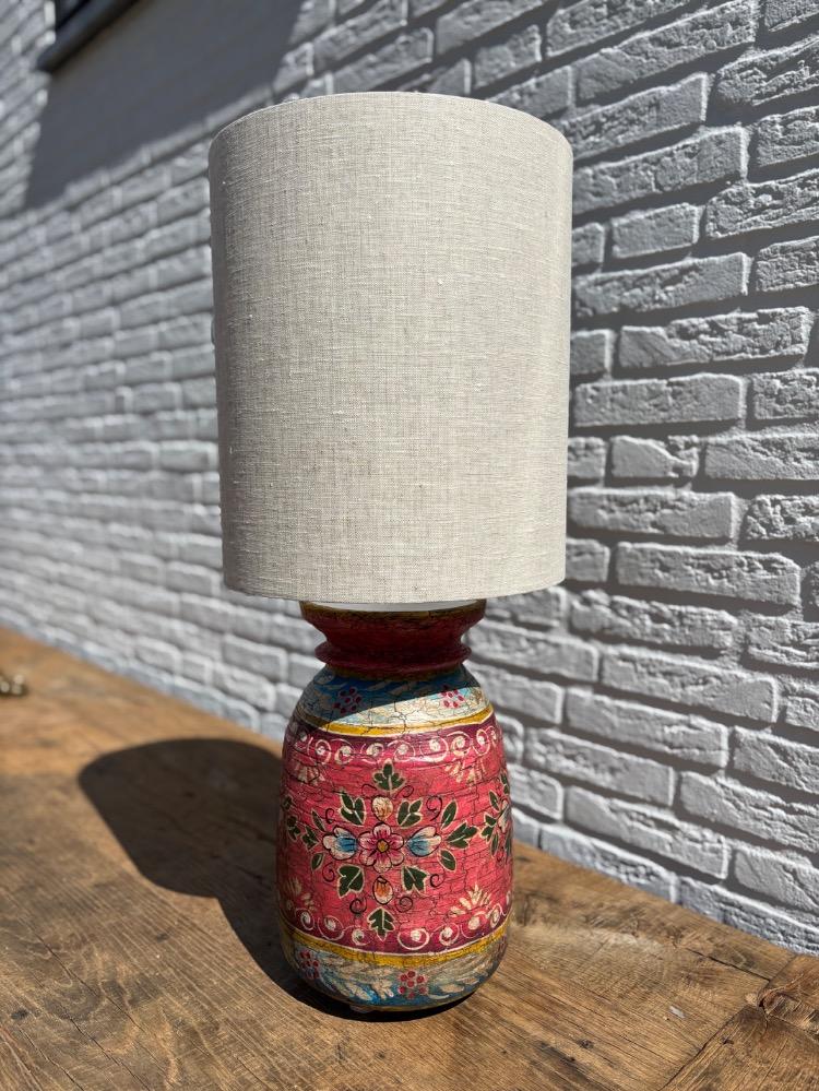 Gave beschilderde melkpot Tafellamp incl kap