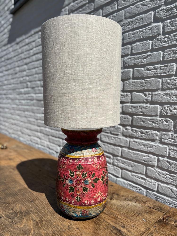 Gave beschilderde melkpot Tafellamp incl kap