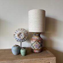 Gave handbeschilderde melkpot Tafellamp incl kap