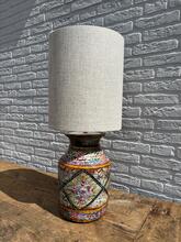 Gave handbeschilderde melkpot Tafellamp incl kap