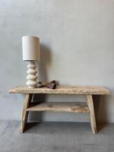 Gave robuuste wandtafel van old elm met legplank