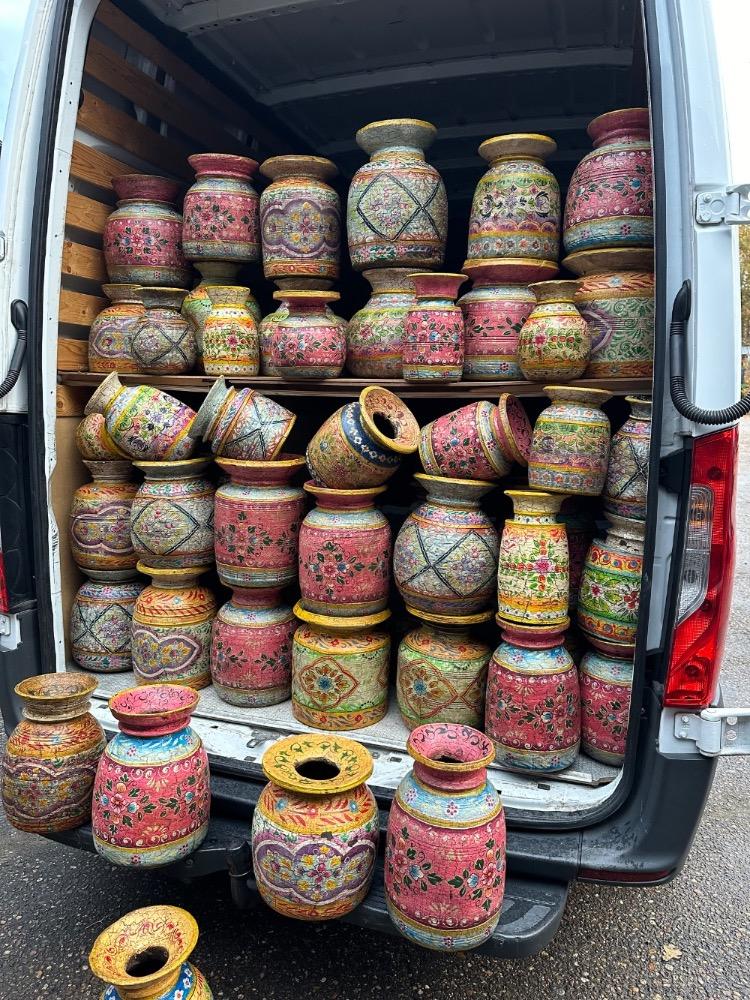 Handbeschilderde melkpotten groot