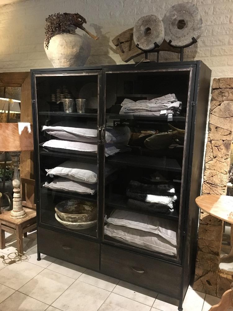 Industriële kast 2 deurs glas