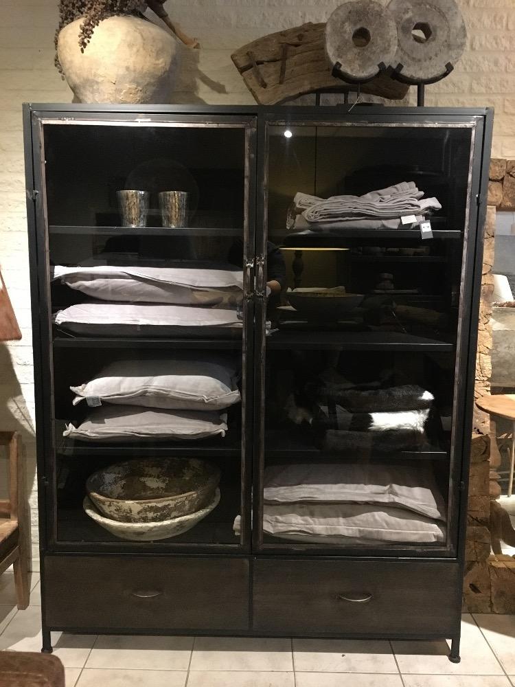 Industriële kast 2 deurs glas