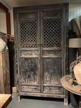 Kast 2 deurs old black rasterruit