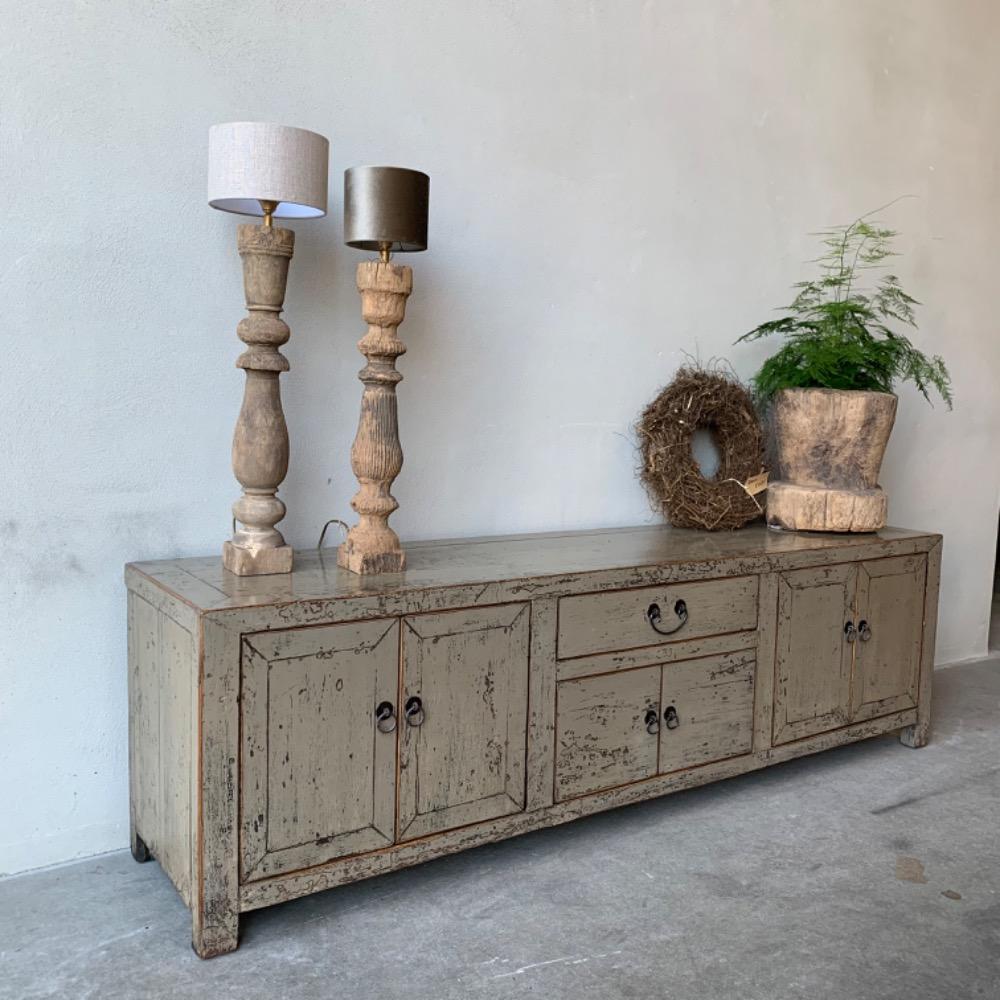 Origineel oud Chinees tv meubel hoogglans oud jade grijs groen