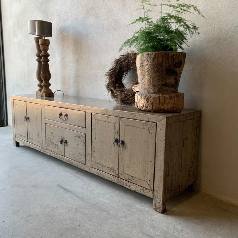 Origineel oud Chinees tv meubel hoogglans oud jade grijs groen