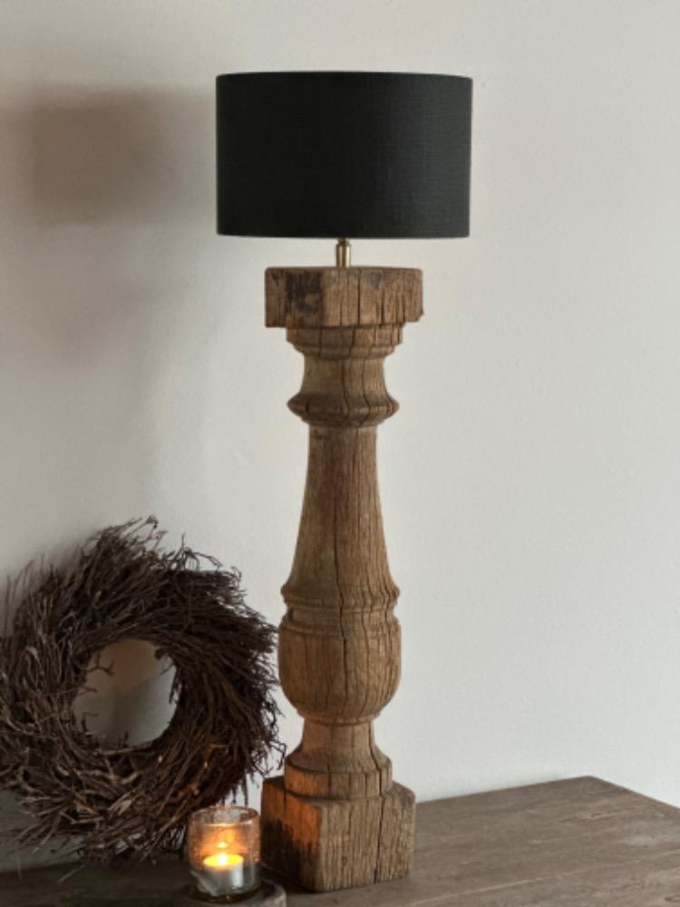 Originele oude eiken baluster tafellamp