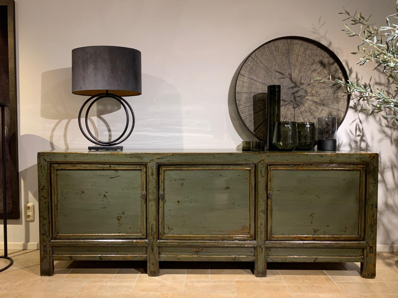 Oud Chinees hoogglans dressoir 3 deurs groen