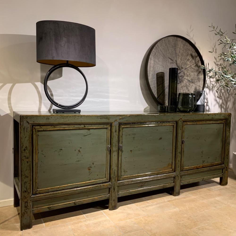Oud Chinees hoogglans dressoir 3 deurs groen