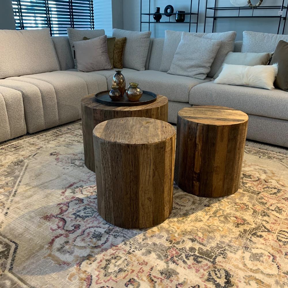 Ronde salontafel oud hout 40 cm