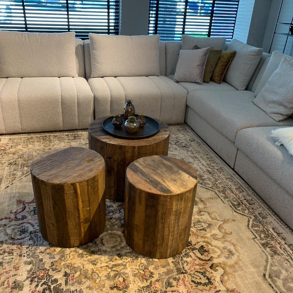 Ronde salontafel oud hout 40 cm
