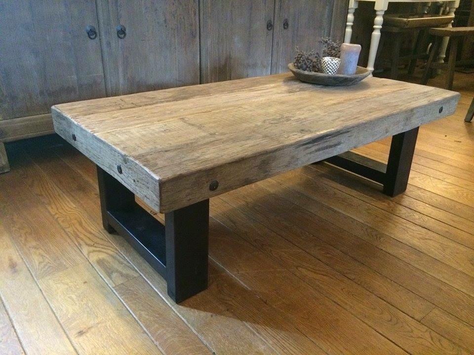 Salontafel robuust oud hout - - Onz Thuys