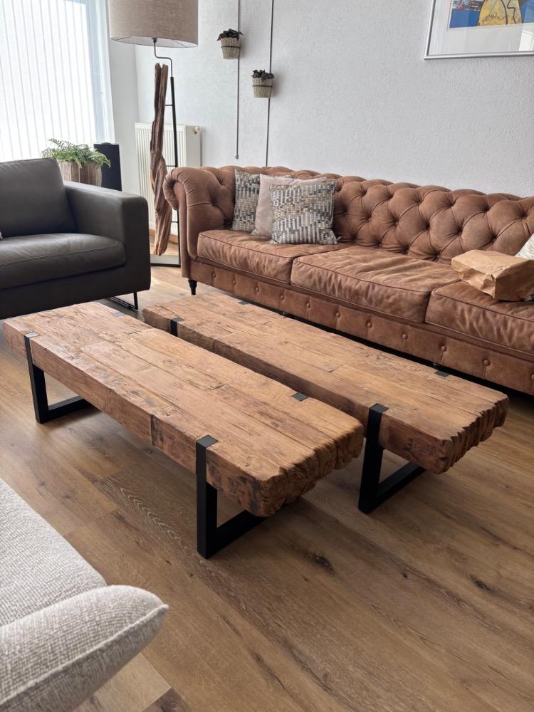 Salontafel teak/ijzer