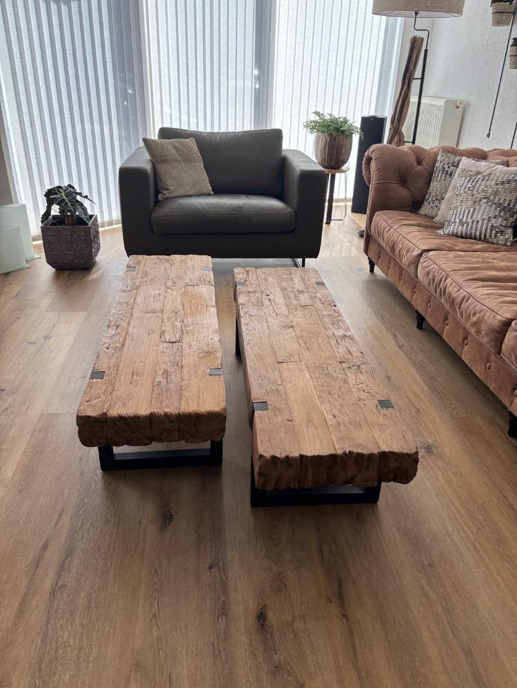 Salontafel teak/ijzer