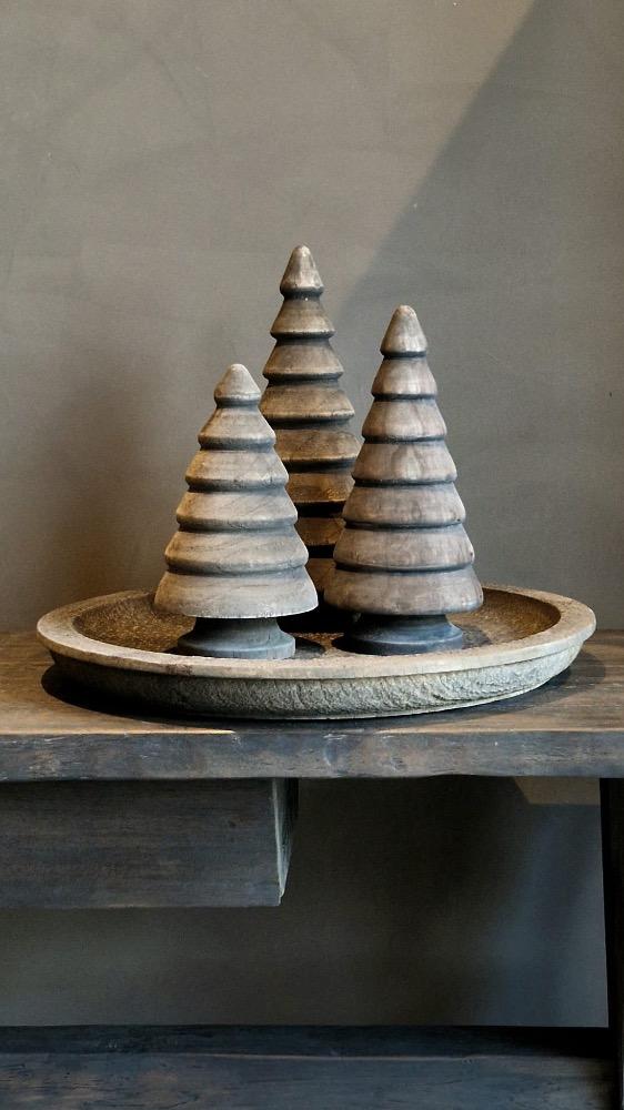 Sobere houten kerstbomen set 