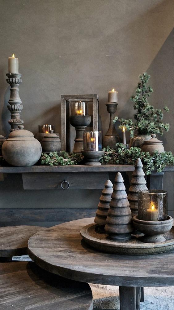 Sobere houten kerstbomen set 