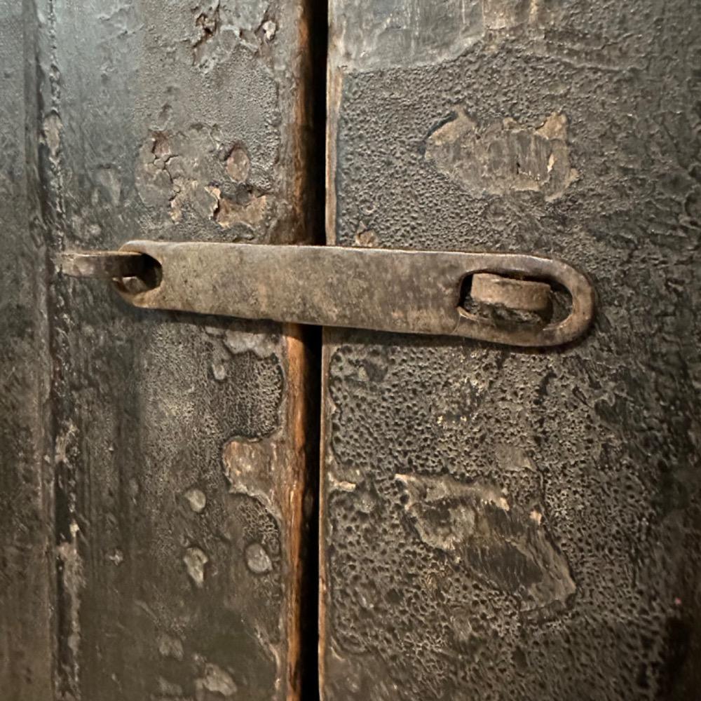 Stoere unieke 2 deurskast van oud elm hout old black