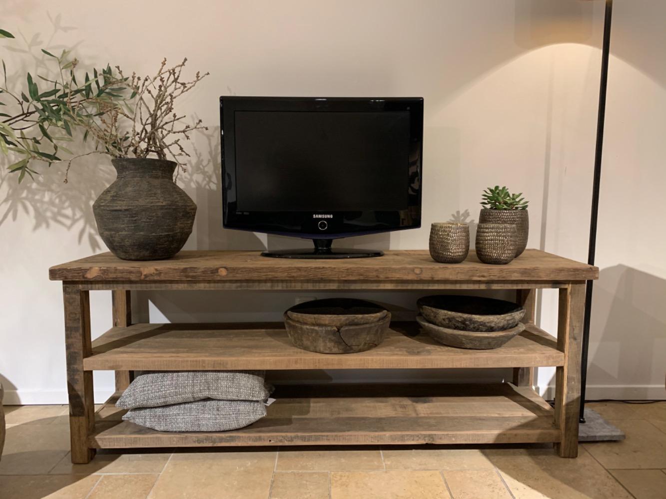 Tv dressoir 2 legplanken oud hout 