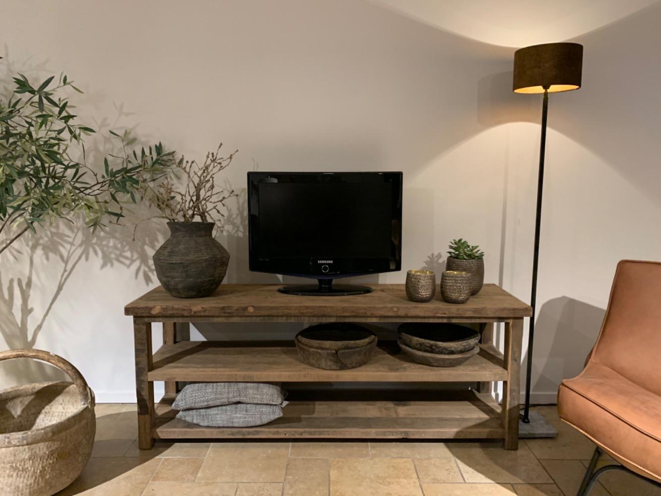 Tv dressoir 2 legplanken oud hout 