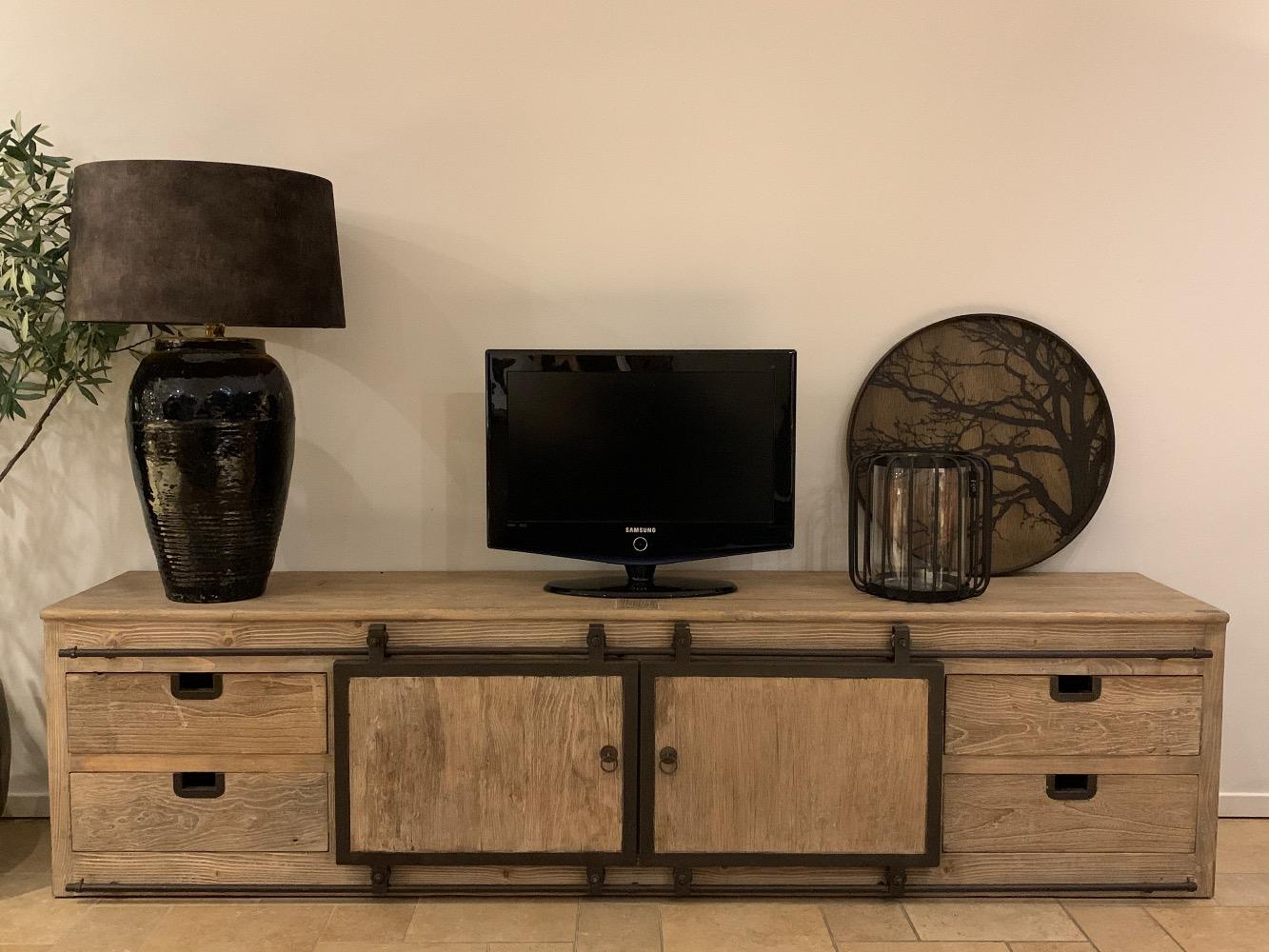 Tv kast schuifdeuren oud elm
