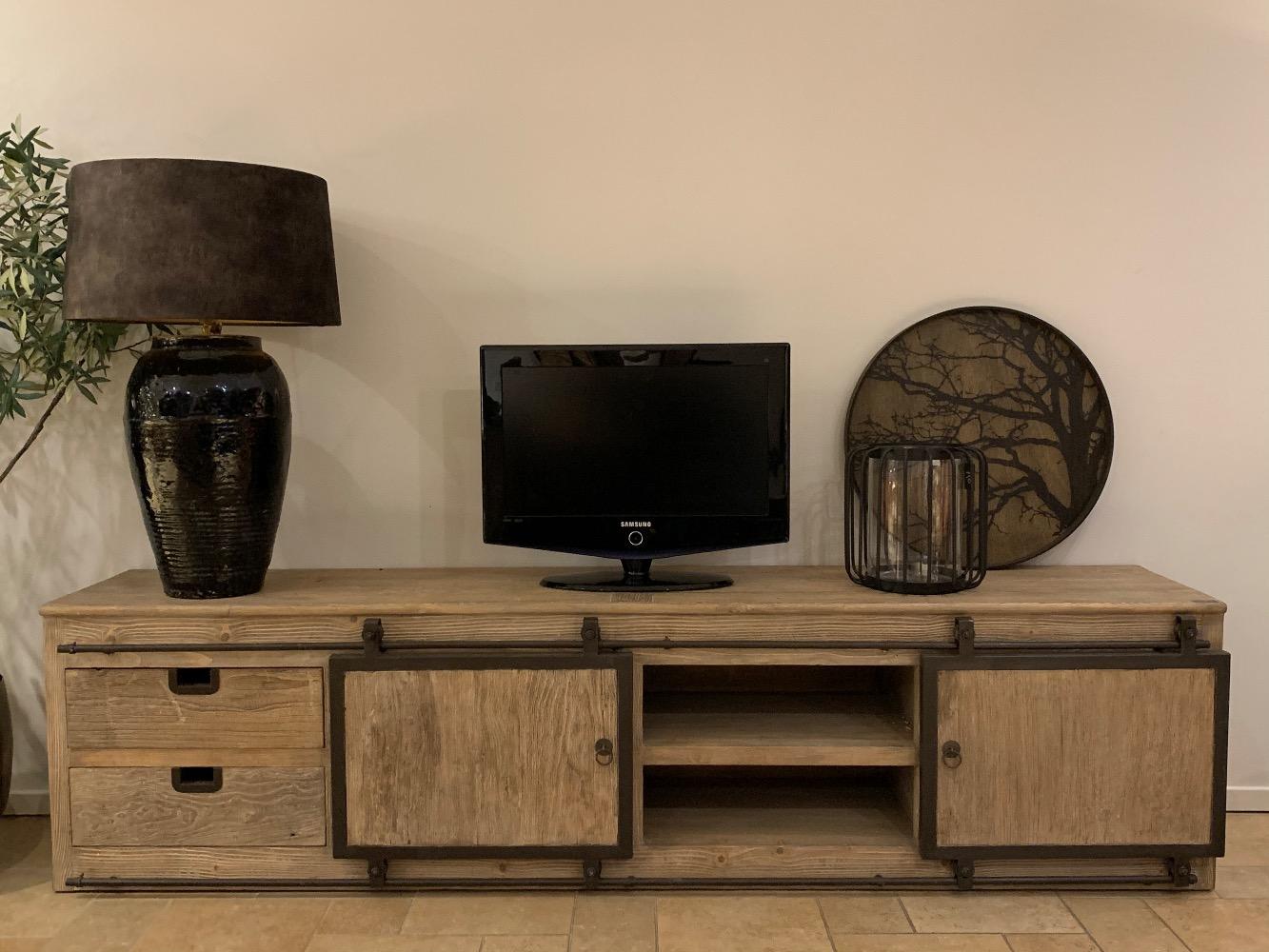 Tv kast schuifdeuren oud elm