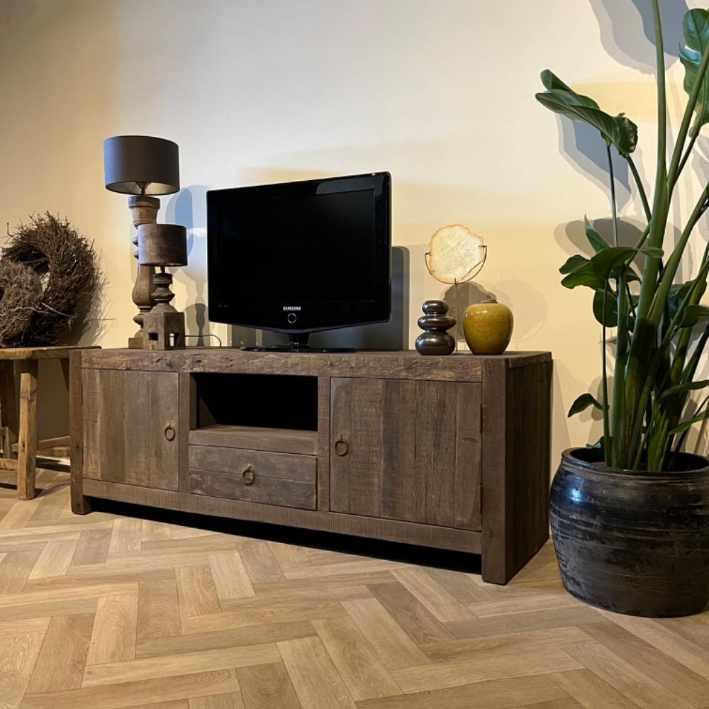 Tv meubel 155 cm oud hout