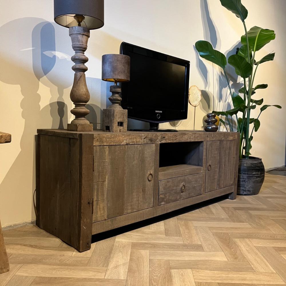 Tv meubel 155 cm oud hout