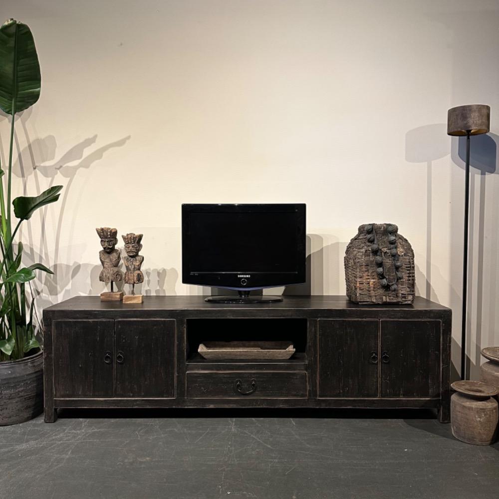 Tv meubel old black 200 cm