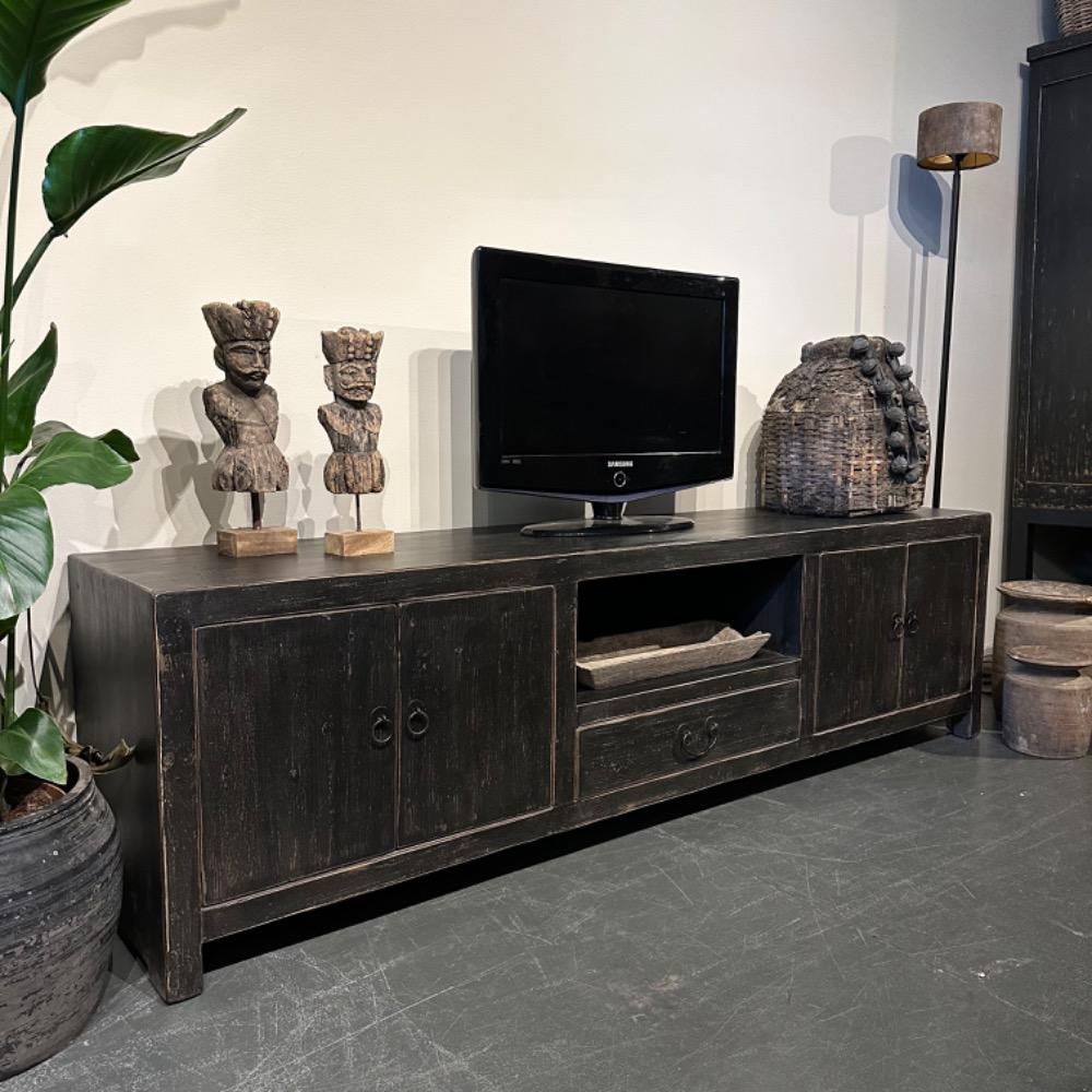 Tv meubel old black 200 cm