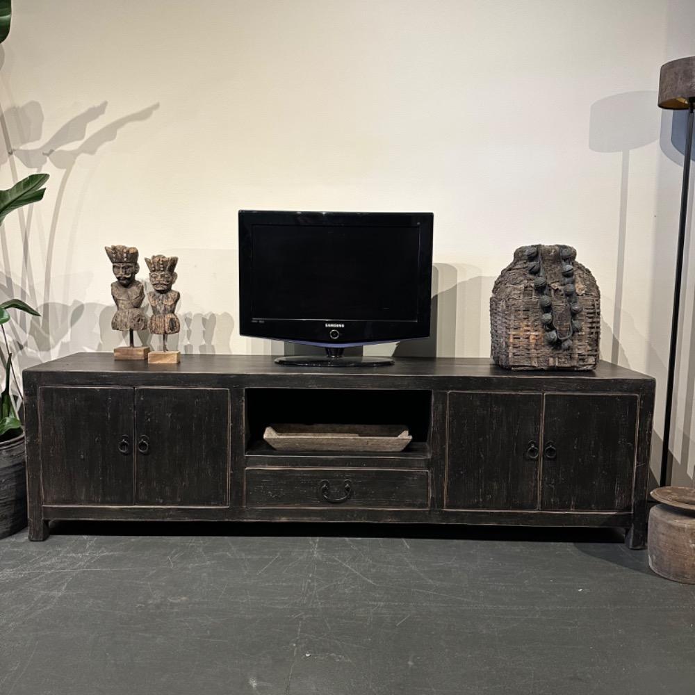 Tv meubel old black 200 cm