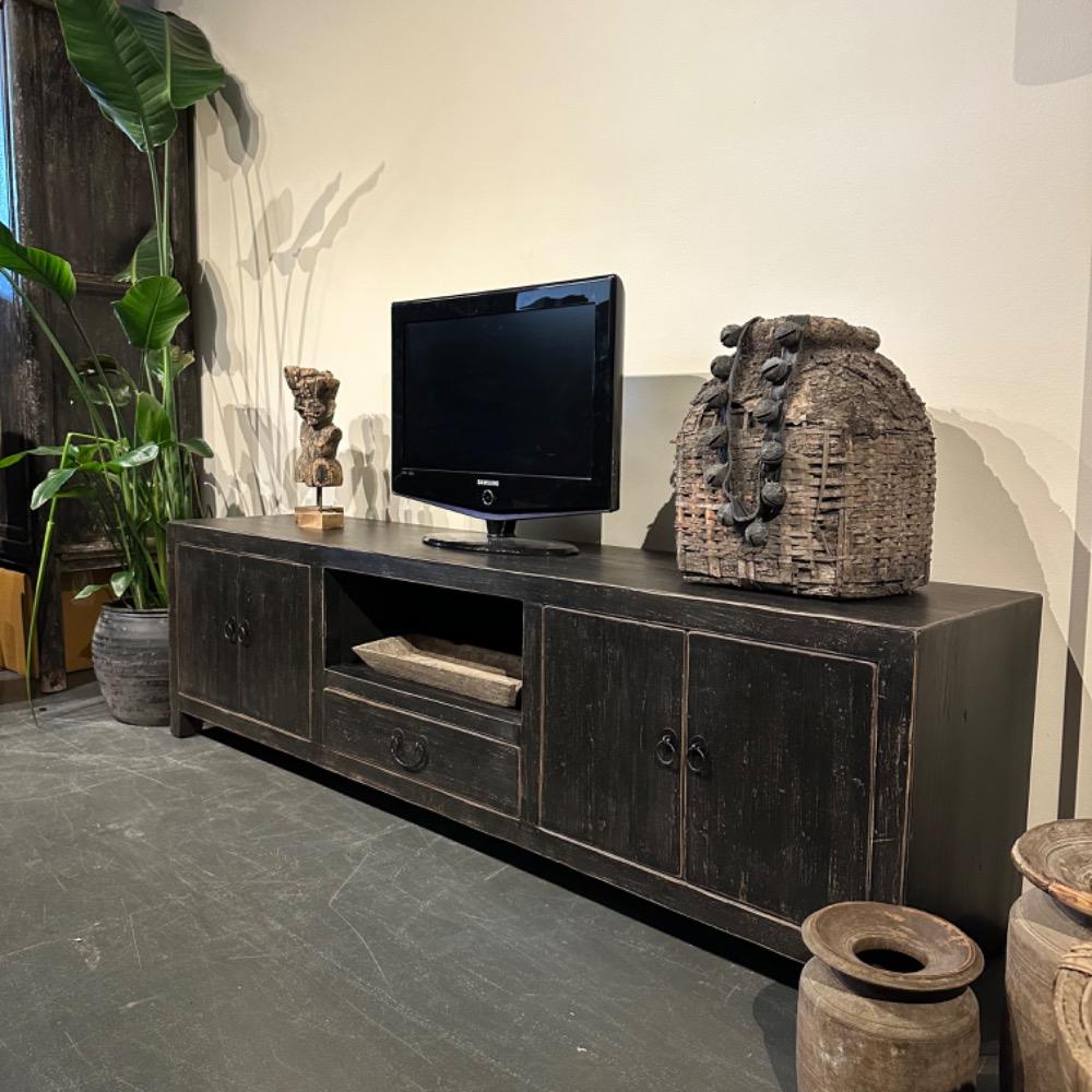 Tv meubel old black 200 cm