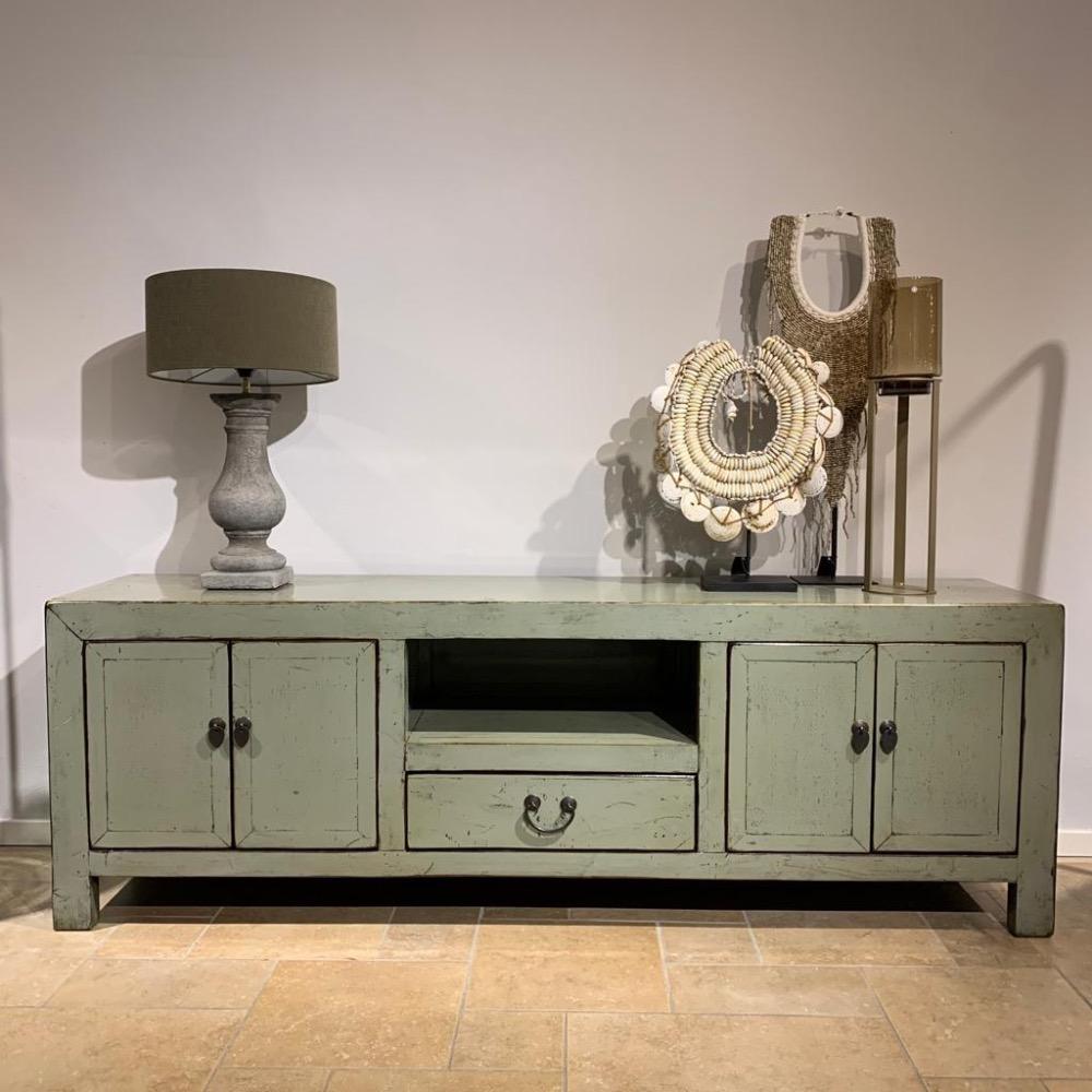 Tv meubel old green grey hoogglans 