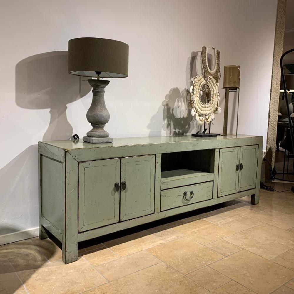 Tv meubel old green grey hoogglans 