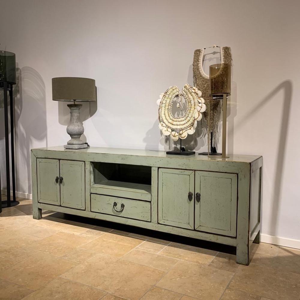 Tv meubel old green grey hoogglans 