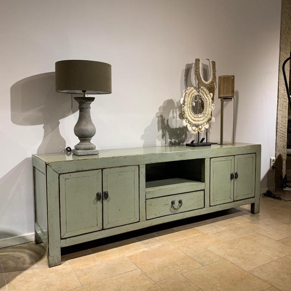 Tv meubel old green grey hoogglans 