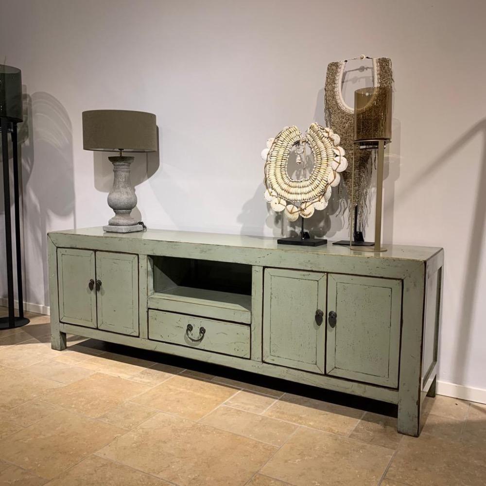 Tv meubel old green grey hoogglans 