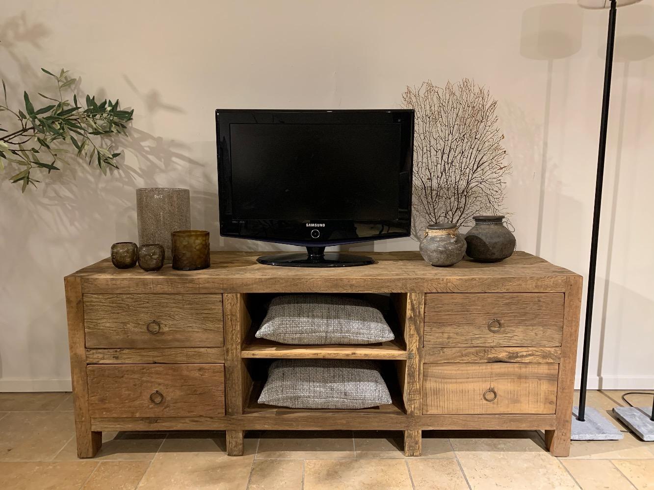 Tv meubel oud hout met 4 lades